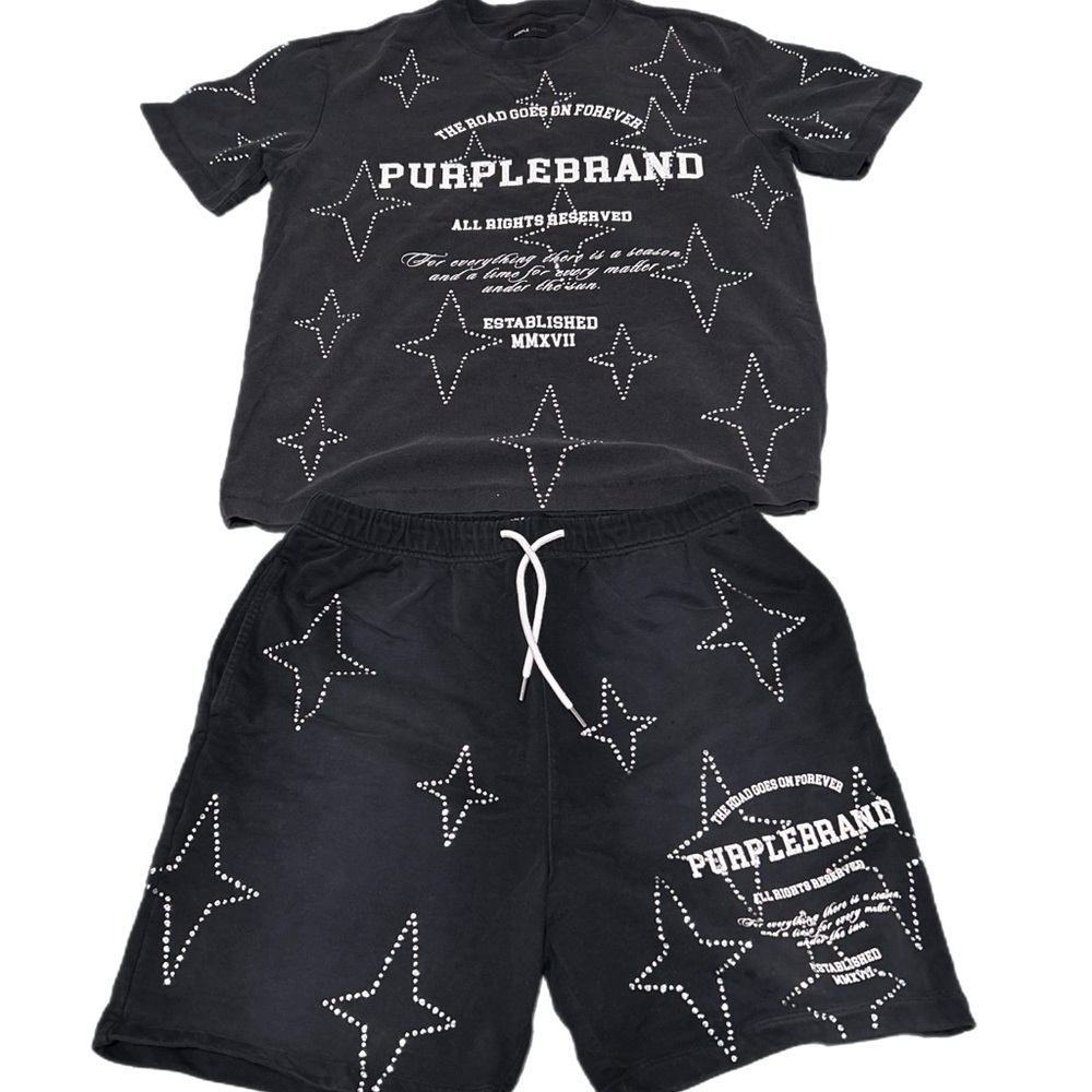 Purplebrand Men's Black Athletic Shorts - Casual Drawstring